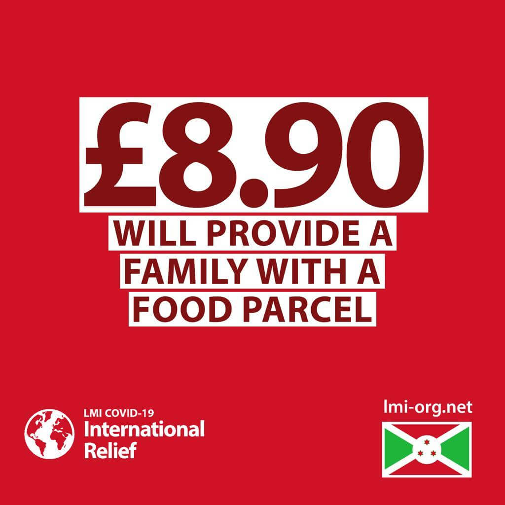 LMI Covid-19 International Relief Campaign food parcel distribution costs in Burundi 