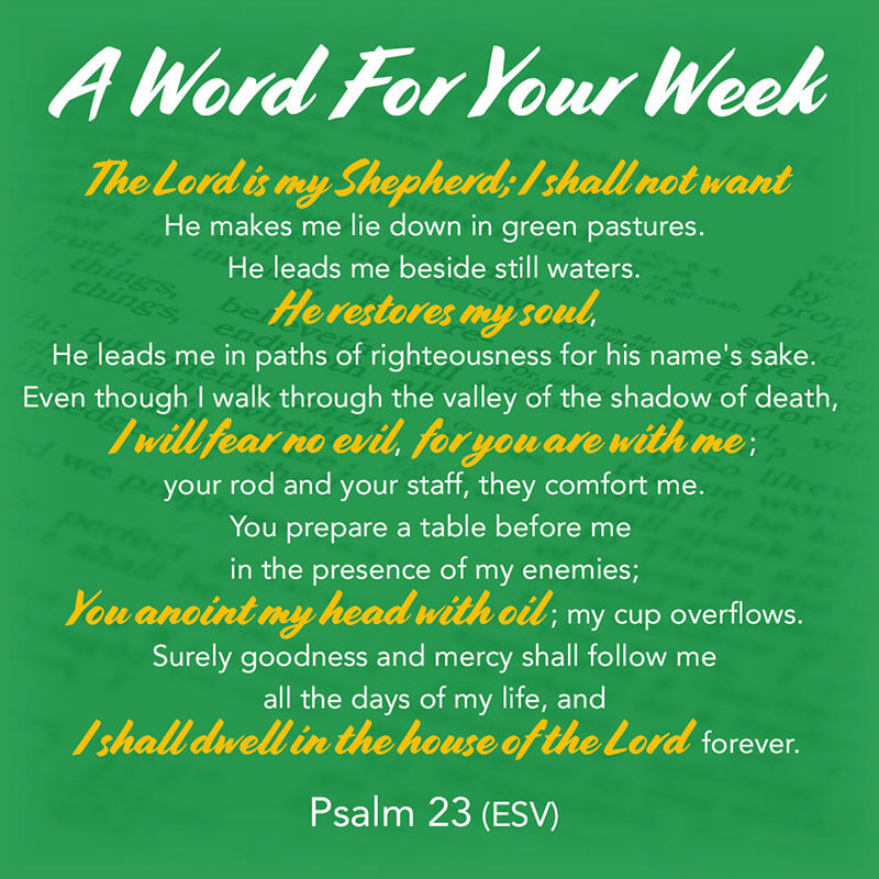 The LMI 'A Word For Your Week' Devotional taken from Psalm 23
