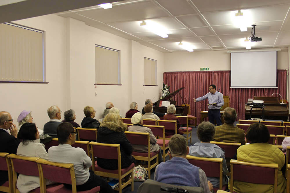LMI's Jonathan Winter sharing at a Mission Awareness Presentation in England
